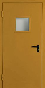 Желтая остекленная противопожарная дверь 05