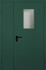Зеленая полуторная противопожарная дверь ДМП-ПС6