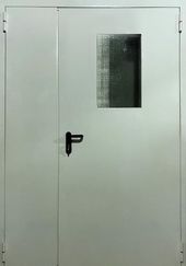 Белая полуторная противопожарная дверь ДМП-ПС7