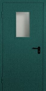Зеленая противопожарная дверь со стеклом ДМП-ОС4