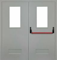 Двупольная  дверь с системой антипаника и стеклопакетом 06