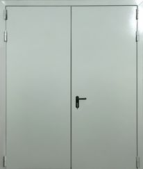 Белая двупольная противопожарная дверь ДМП-Д5
